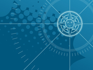Blue background with compass rose