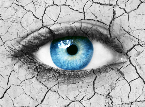 Global warming conceptual image with blue eye