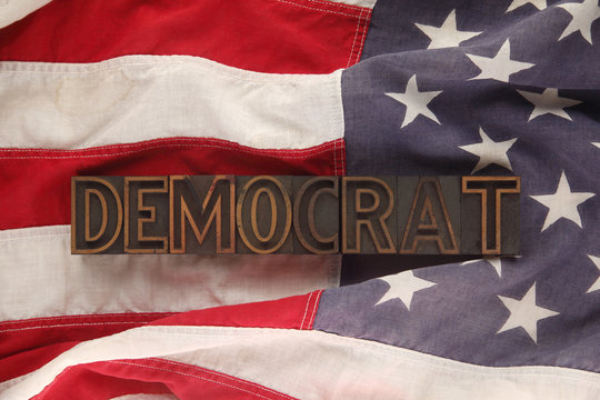 American Flag With Democrat Word