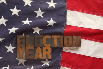 Fototapeta na wymiar American flag with election year words