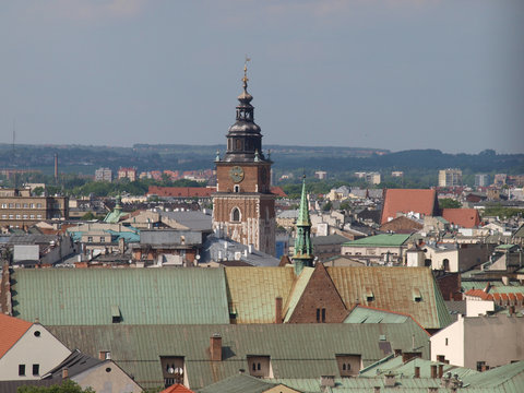 Fototapeta Rathausturm Krakau Stadtpanorama