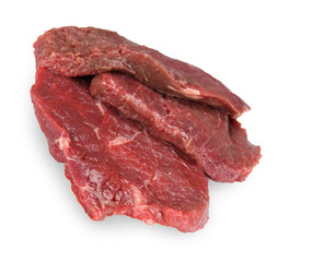 Raw beef steak over white