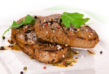 Grilled Beef Steak Isolated On a White Background 