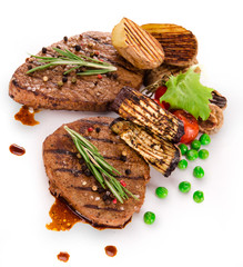 Grilled beef steak with american potatoes