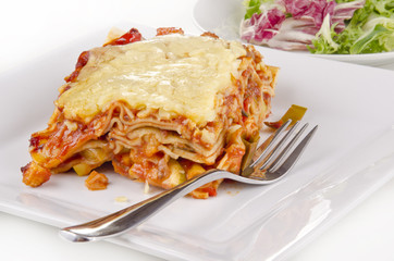 vegetable lasagna with a fork