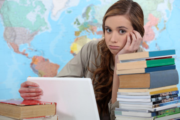 girl studying at her desk