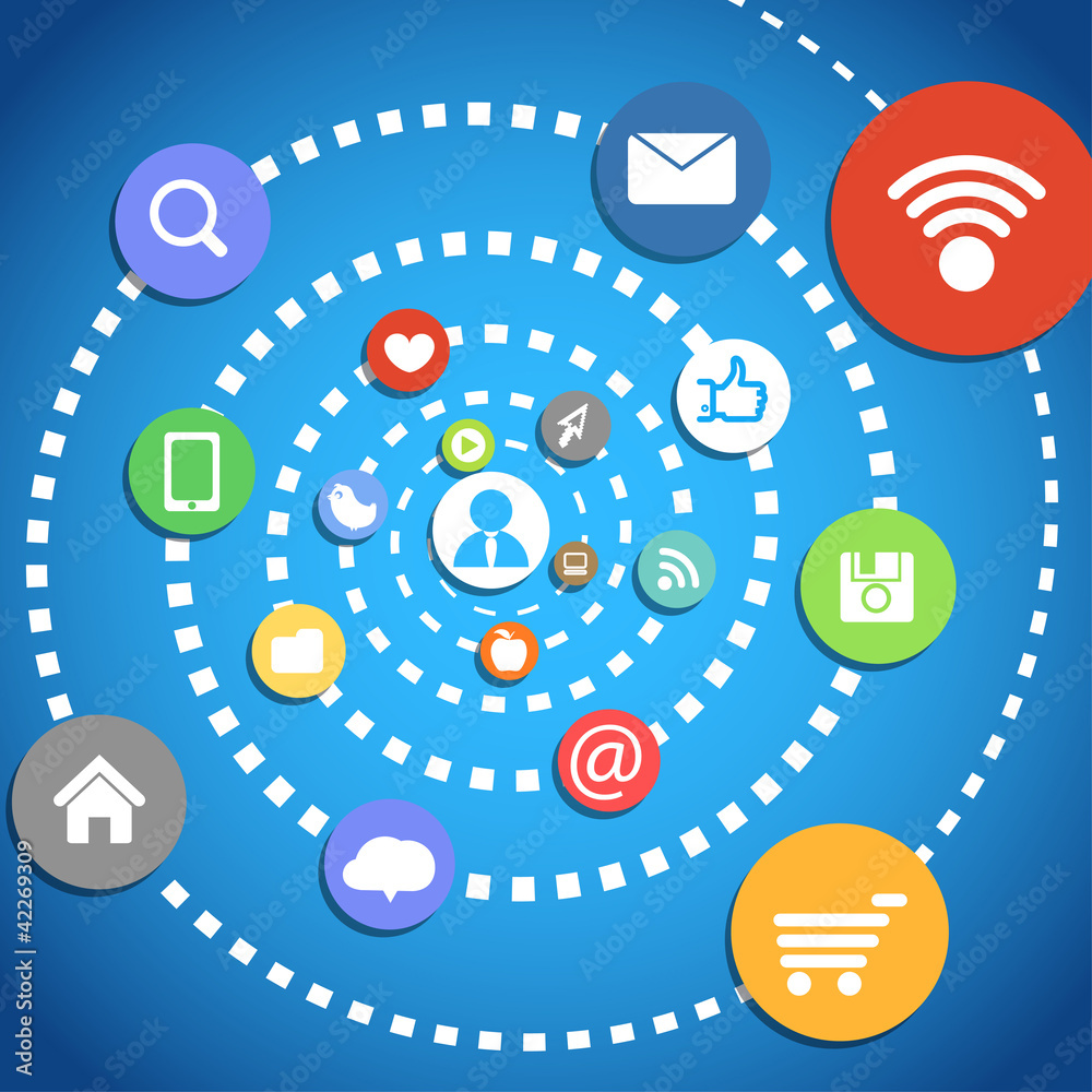 Poster abstract composition with media icons