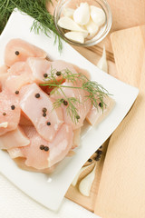 Preparation of raw chicken breast