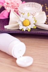 Fototapeta na wymiar luxury spa product: moisturising cream