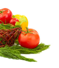 fresh salad with tomato and paprika isolated