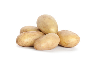 Pile of potatoes, isolated on white