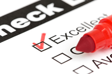 Tick placed in excellent checkbox on customer