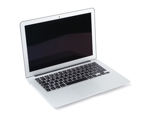 Thin aluminium laptop, isolated on white