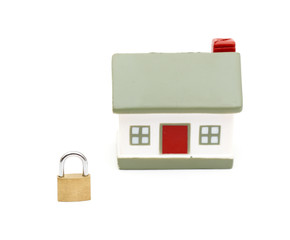 miniature house with lock