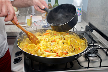 Preparing Paella - Spanish cuisine