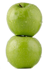 Two fresh green apples
