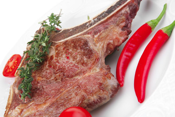 meat food : roast rib on white dish