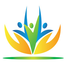 Hands taking care people logo vector