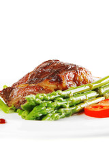served roasted beef meat