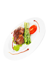roast meat served on plate
