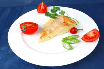 casserole triangle on white plate