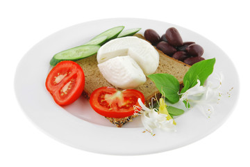 low fat mozzarella on white