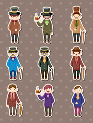 cartoon retro gentleman stickers