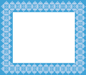 голубая рамка с растительным восточным узором