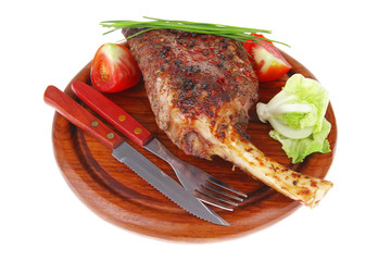 savory plate on wood : grilled shoulder
