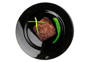 meat food : roast beef fillet mignon served on black