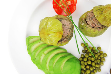 round zucchini filled mince meat with vegetables