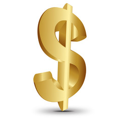 3d altın dolar ikonu