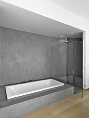 vasca e doccia in  bagno moderno