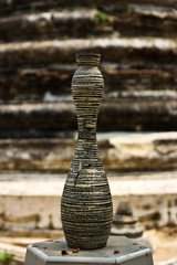 Old vase brown in temple
