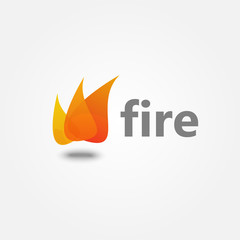 Abstract fire icon with white background.