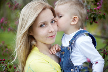 mother with child outdoors