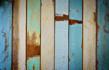 The old painted wooden wall