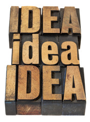 idea word abstract in wood type