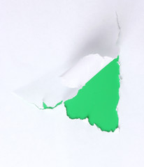 Torn paper  with green background