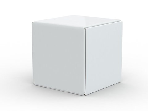 Wei&szlig;e Box vor weissem Hintergrund