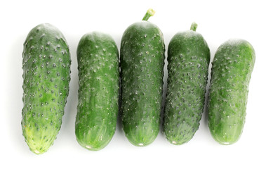 Fresh cucumbers isolated on white