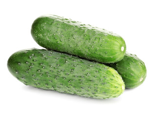 Fresh cucumbers isolated on white