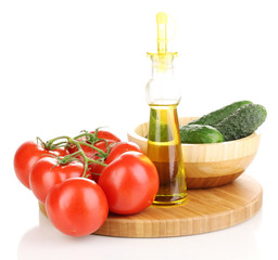 Tomatoes and cucumbers with oil
