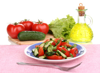 Fresh salad with tomatoes and cucumbers