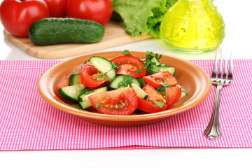 Fresh salad with tomatoes and cucumbers