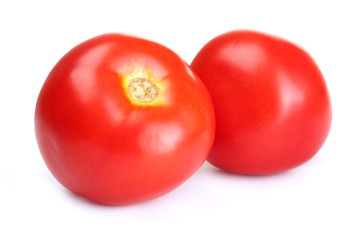 Ripe red tomatoes isolated on white