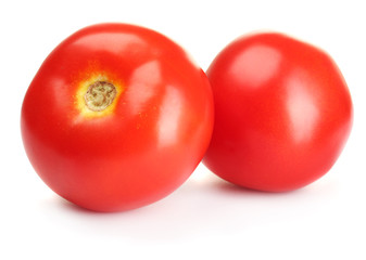 Ripe red tomatoes isolated on white