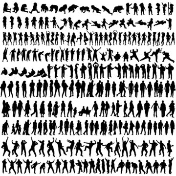 people man and woman and baby silhouette vector