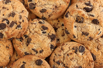 Chocolate chips cookies, close up