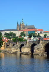Prague famous - castle, St. Vitus Cathedral, Charles Bridge